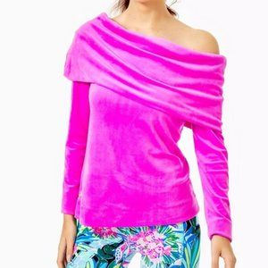 Lilly Pulitzer Belinda velour sweater shirt top XXL NWT Elderberry very soft